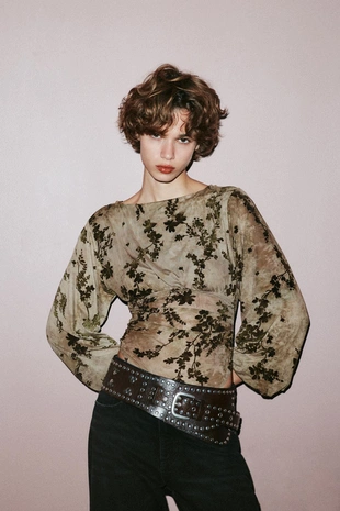 Купить Zara Боди из флокированного тюля