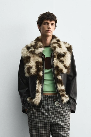 Куртка из искусственной кожи с контрастной отделкой HARRY LAMBERT FOR ZARA X DISNEY- Заказать в России