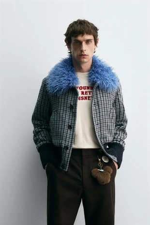 Бомбер в клетку с комбинированной отделкой HARRY LAMBERT FOR ZARA X DISNEY- Заказать в России