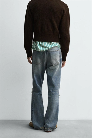 Blue | 6045/304/400 - Zara Расклешенные джинсы с разрезами HARRY LAMBERT FOR ZARA X DISNEY