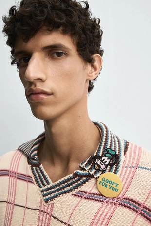 Жаккардовое трикотажное поло в клетку HARRY LAMBERT FOR ZARA X DISNEY- Заказать в России