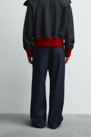 Navy blue | 6045/305/401 - Zara Джинсовые брюки широкого кроя HARRY LAMBERT FOR ZARA X DISNEY