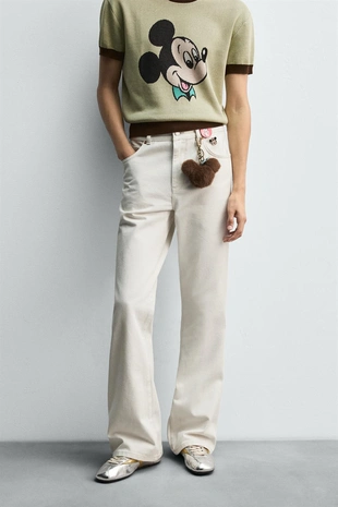 Купить Zara Джинсы клеш HARRY LAMBERT FOR ZARA X DISNEY