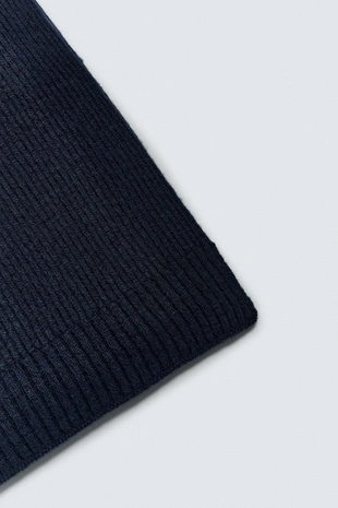Navy blue | 1942/305/401 - Zara Вязаный шарф из 100% шерсти