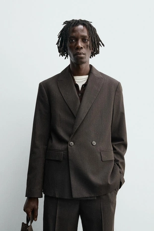 Купить Zara Двубортный блейзер из шерсти