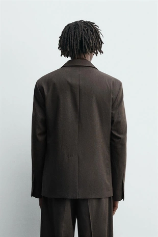 brown vigore | 6609/634/719 - Zara Двубортный блейзер из шерсти