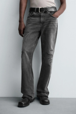 Расклешенные джинсы с дырками- Заказать в России