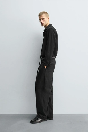 Брюки чинос в полоску из рельефной ткани- Заказать в России