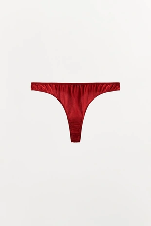 Red | 2678/614/600 - Zara Трусы-танга с шелковой текстурой
