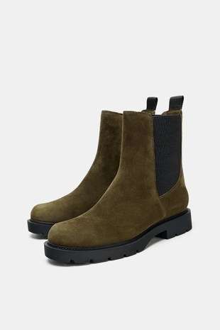 Замшевые ботильоны на плоской подошве- Заказать в России