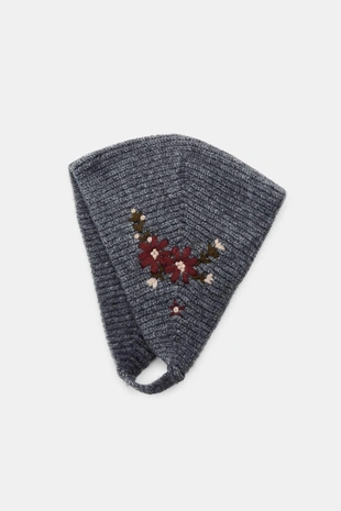 Grey | 3739/275/802 - Zara Трикотажный чепчик с цветочной вышивкой