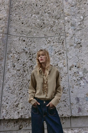 Джинсы Z1975 WIDE-LEG средней посадки с цепочками- Заказать в России