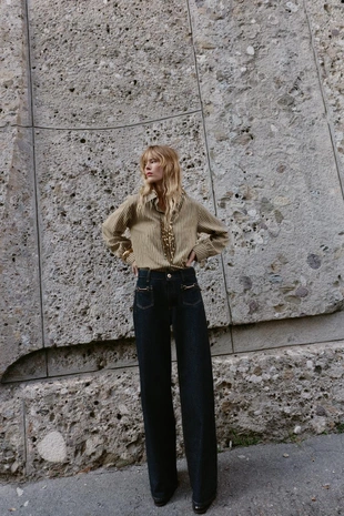 Джинсы Z1975 WIDE-LEG средней посадки с цепочками- Заказать в России