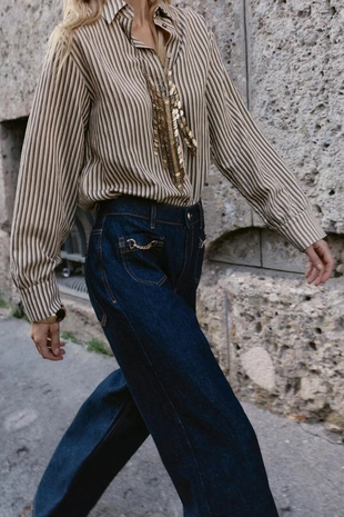 Джинсы Z1975 WIDE-LEG средней посадки с цепочками- Заказать в России