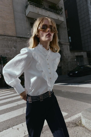 Купить Zara Жаккардовая атласная блуза