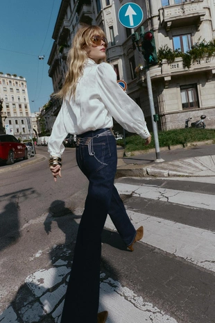 White | 8846/588/250 - Zara Жаккардовая атласная блуза