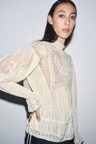Купить Zara Блуза в романтичном стиле с вышивкой — ZW COLLECTION