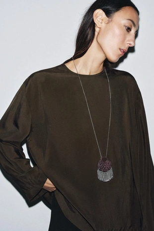 Купить Zara Блуза из струящейся ткани — ZW COLLECTION