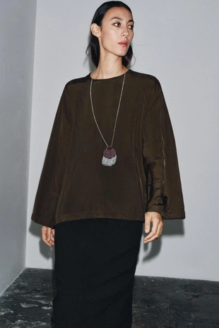 Brown | 4786/305/700 - Zara Блуза из струящейся ткани — ZW COLLECTION