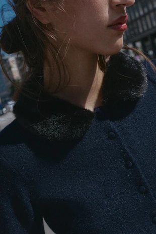 Трикотажный кардиган с отделкой из искусственного меха- Заказать в России