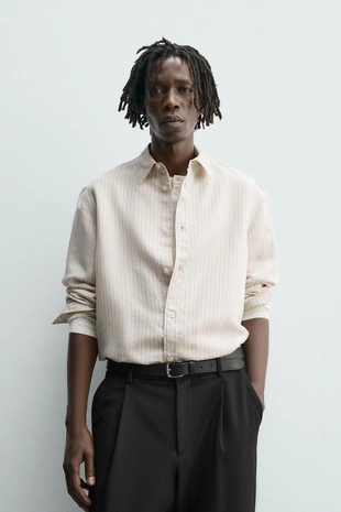 Рубашка свободного кроя в полоску- Заказать в России