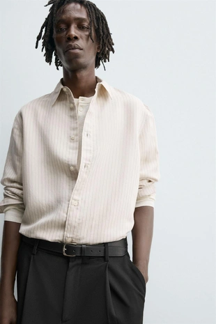 Рубашка свободного кроя в полоску- Заказать в России