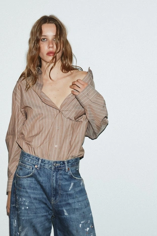 Джинсы TRF свободного кроя оверсайз с высокой посадкой- Заказать в России