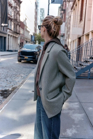 Grey marl | 3046/263/803 - Zara Мягкий блейзер на одной пуговице