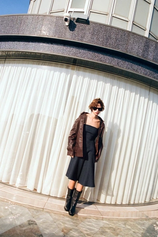 Джинсовое асимметричное платье TRF- Заказать в России