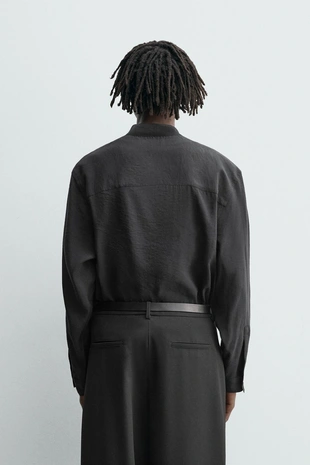 Black | 7545/885/800 - Zara Рубашка-поло струящегося покроя