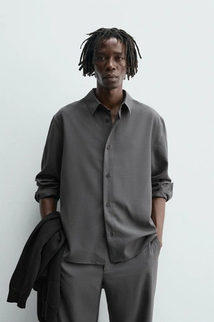 Рубашка RELAXED FIT из струящейся ткани- Заказать в России