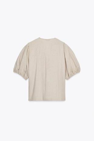 Блуза льняная с завязками- Заказать в России