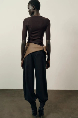 Футболка в рубчик с рукавами реглан- Заказать в России