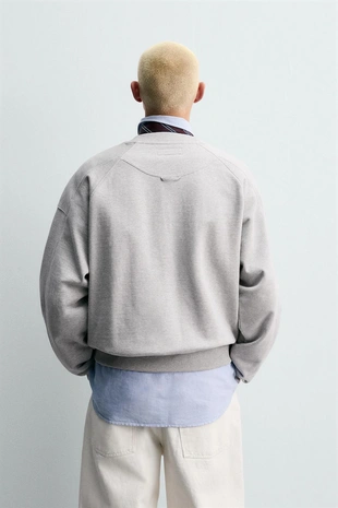 Grey marl | 4393/312/803 - Zara Толстовка CREWNECK с нашивками CHAMPION ® X ZARA