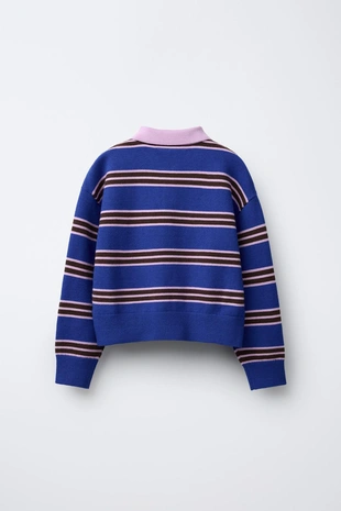 Купить Zara Трикотажный джемпер в полоску с вышивкой CHAMPION ® X ZARA