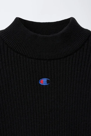 Black | 0339/712/800 - Zara Джемпер в рубчик с воротником-стойкой CHAMPION ® X ZARA