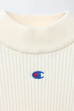 Ecru | 0339/712/712 - Zara Джемпер в рубчик с воротником-стойкой CHAMPION ® X ZARA