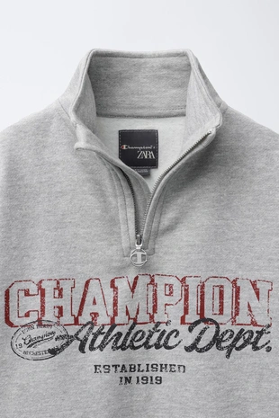 Grey marl | 3854/749/803 - Zara Толстовка с текстом CHAMPION ® X ZARA