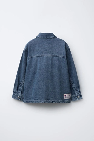 Купить Zara Джинсовая куртка-рубашка с вышивкой CHAMPION ® X ZARA