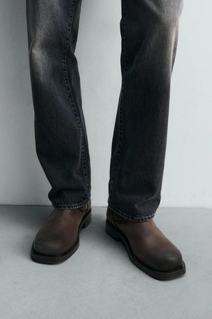 Купить Zara Кожаные ботинки с пряжками — LIMITED EDITION