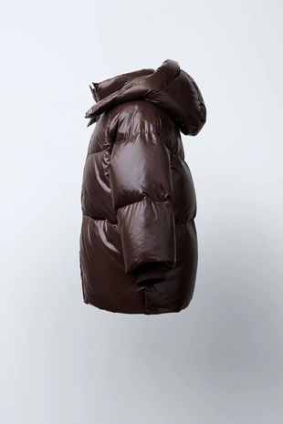 Dark brown | 5644/601/716 - Zara Водоотталкивающий и ветрозащитный пуховик из пера и пуха