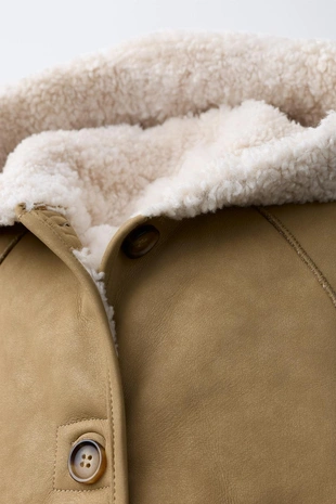 Двустороннее пальто из искусственной овчины- Заказать в России