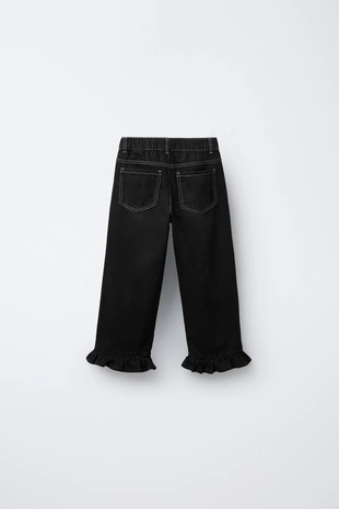 Джинсы-кюлоты с оборочным низом- Заказать в России