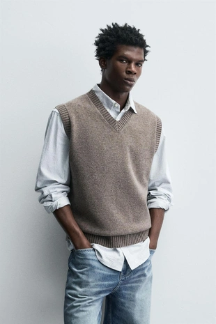 Вязаный шерстяной жилет- Заказать в России