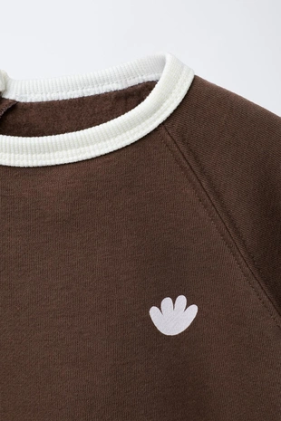 Brown | 4174/698/700 - Zara Комплект: толстовка и брюки с контрастными деталями