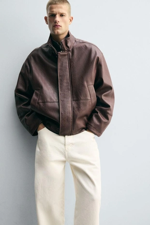 Куртка из текстурной искусственной кожи- Заказать в России