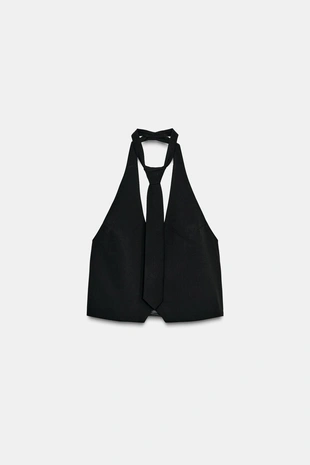 Black | 5427/793/800 - Zara Топ-жилет со съемным галстуком