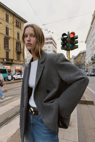 Купить Zara Двубортный блейзер оверсайз