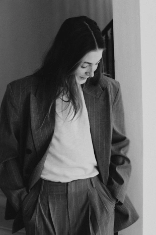 Grey / Blue | 1255/754/055 - Zara Блейзер оверсайз в тонкую полоску