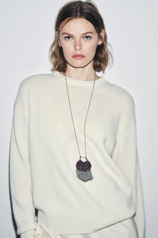 Джемпер из 100% кашемира с длинными рукавами- Заказать в России